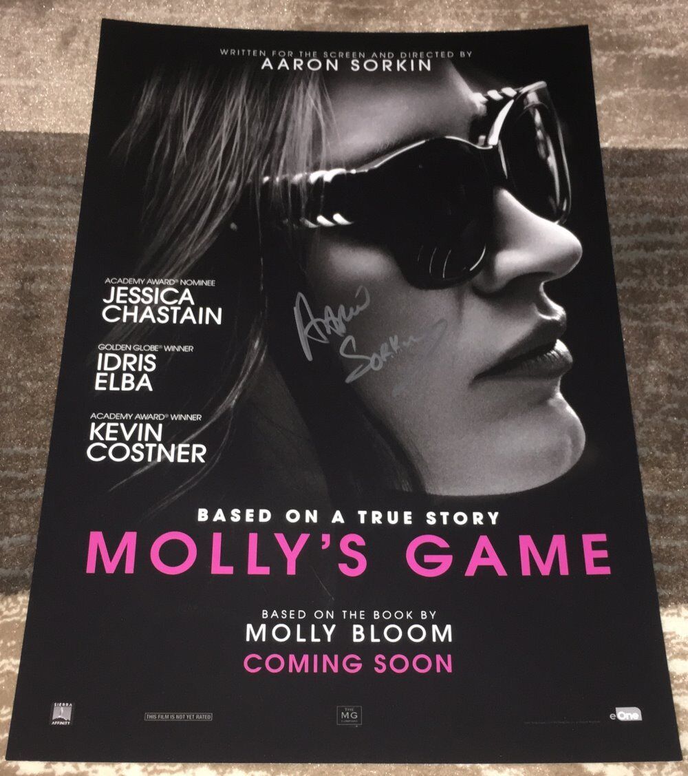 AARON SORKIN SIGNED AUTOGRAPH MOLLY'S GAME 12x18 Photo Poster painting POSTER w/EXACT PROOF