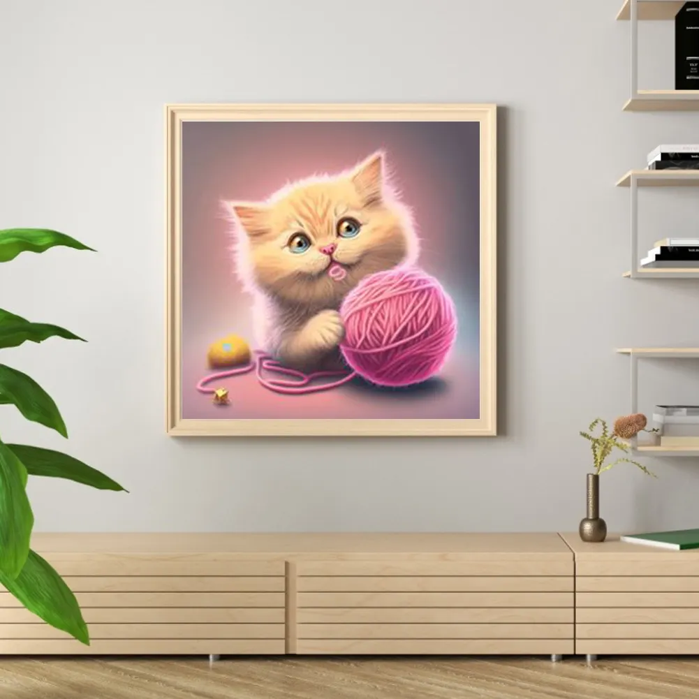 DIY Paint By Number 40*40cm - Cat Playing With Yarn