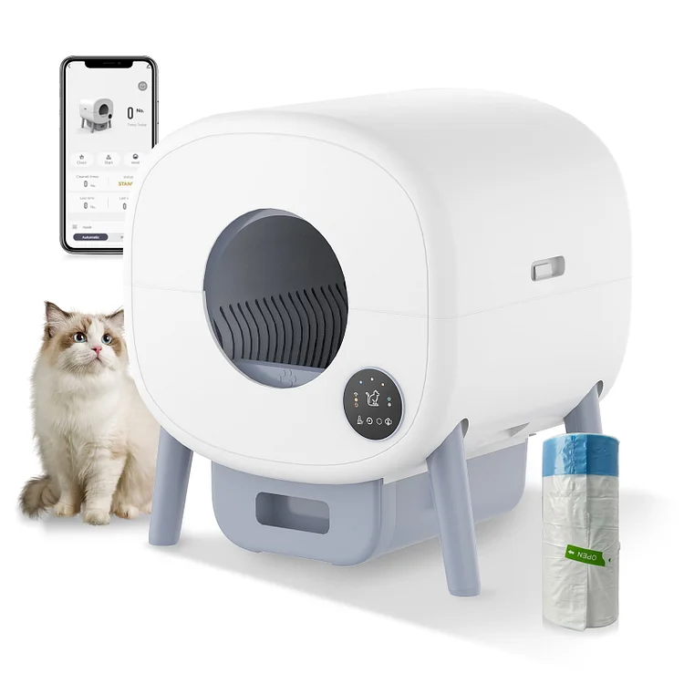 89L Self Cleaning Litter Box,Automatic Litter Box with App Control,Multiple anti-pinch,White