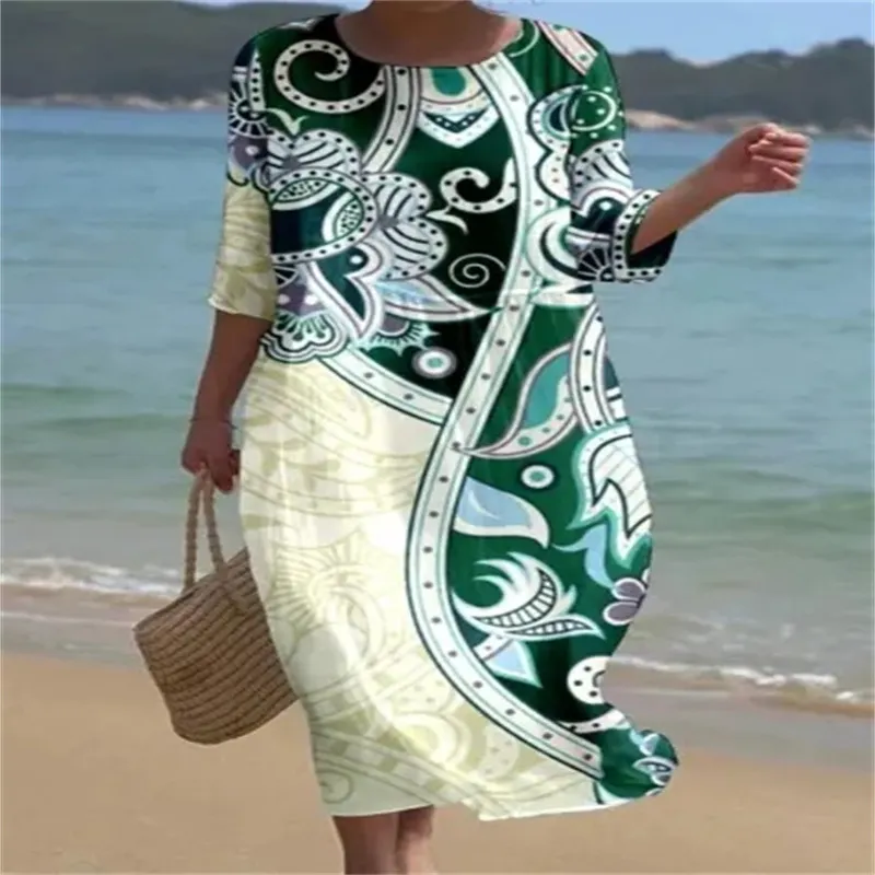 Churchf Churchf New Women's Floral Art Print Leisure Vacation Dress