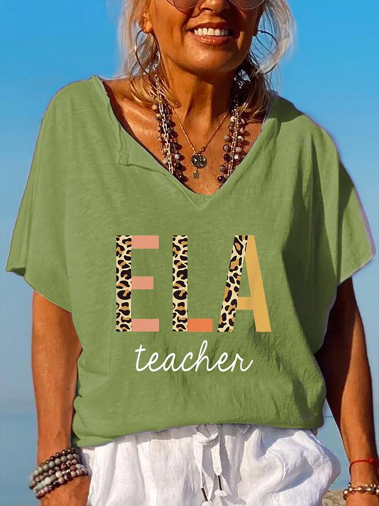 ELA teacher V Neck T-shirt-08134-Annaletters