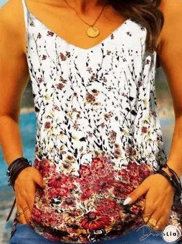Sleeveless Sling V Print Vest for Women