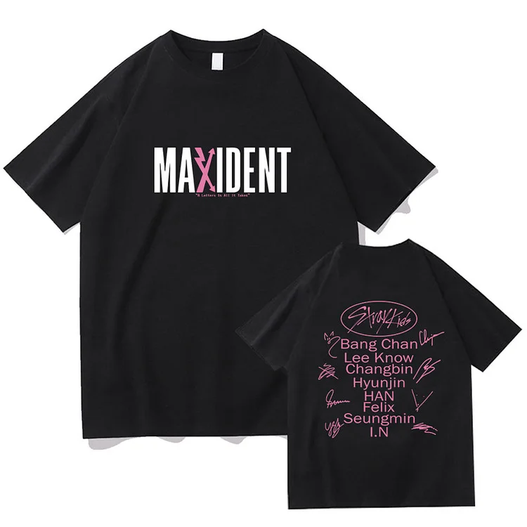Stray Kids MAXIDENT Member Name Signature T-shirt