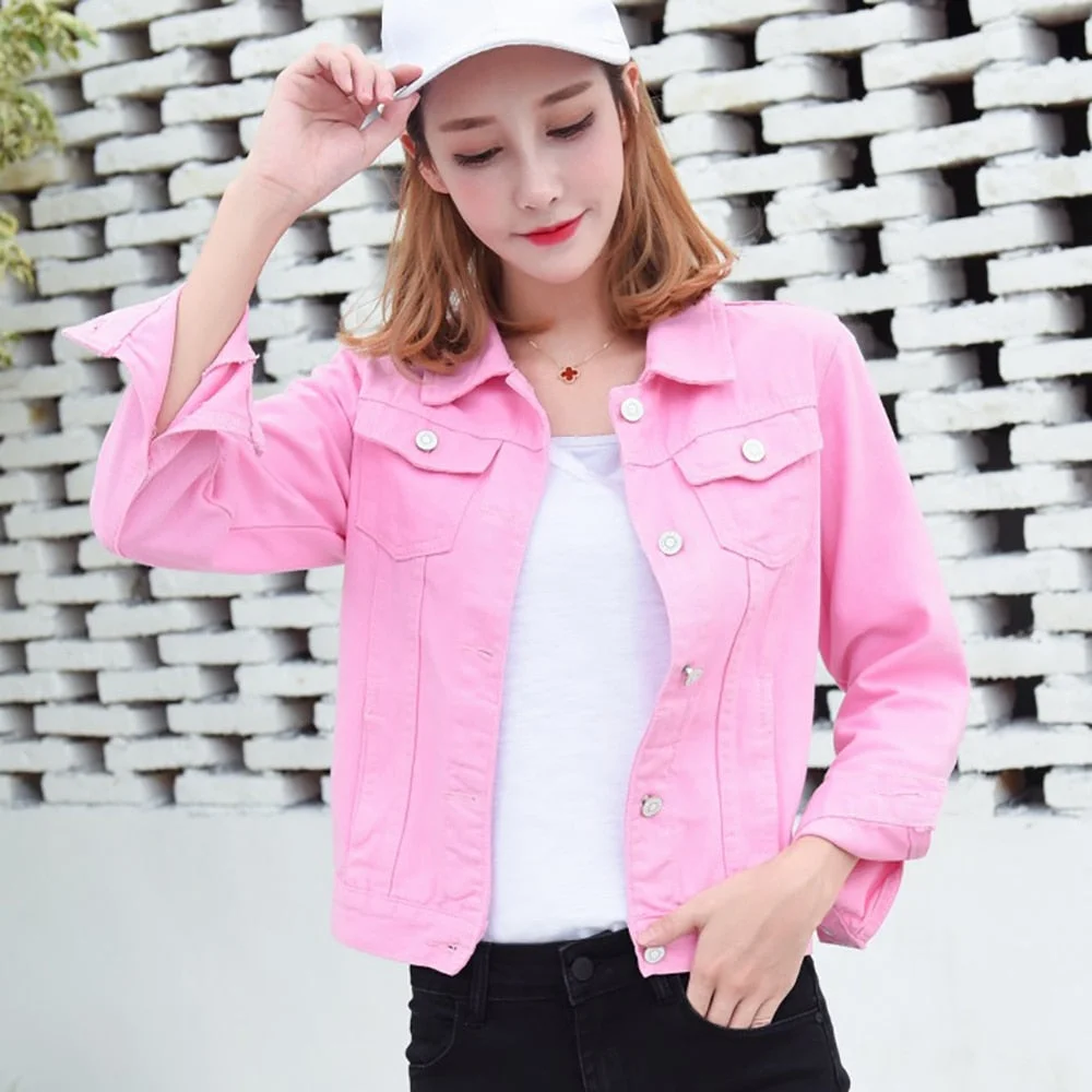 Jeans Jacket and Coats for Women 2019 Autumn Candy Color Casual Short Denim Jacket Chaqueta Mujer Casaco Jaqueta Feminina