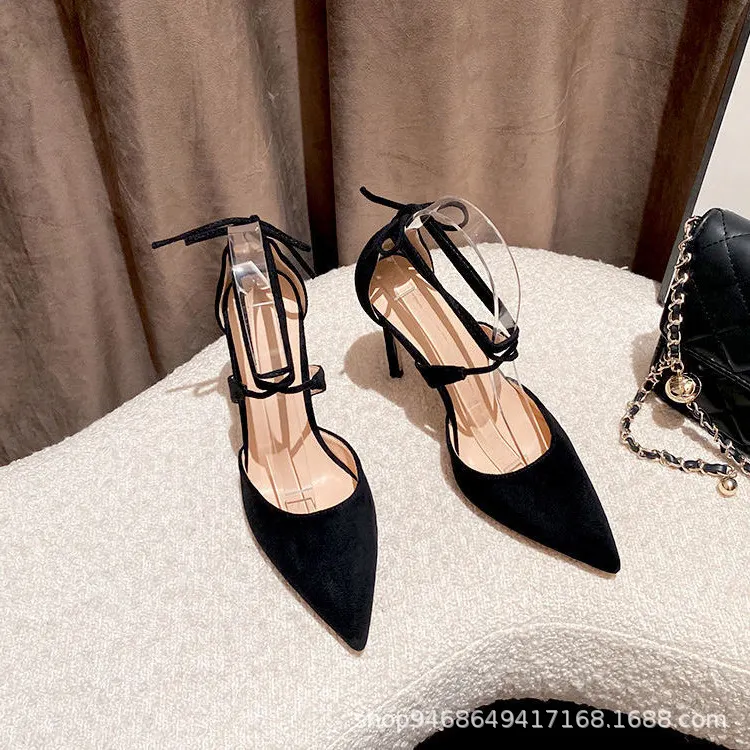 Breakj Breakj High-Heeled Women 2023 New Temperament Goddess Fan Yu Sister Wind Pointed Sandals Tied Fine Heels
