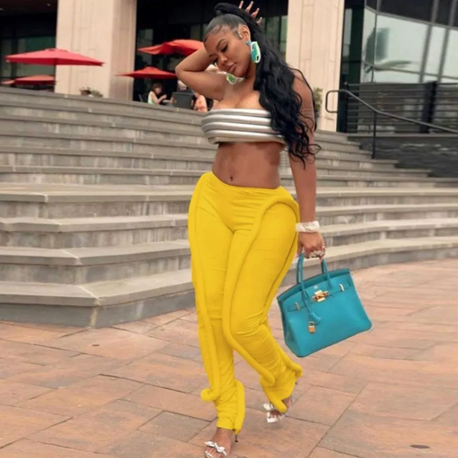 Weird Puss Sexy Women Low Waist Pants Trend Design Fitness Casual Ribbed Skinny Fashion Streetwear Slim Sporty Running Jogger