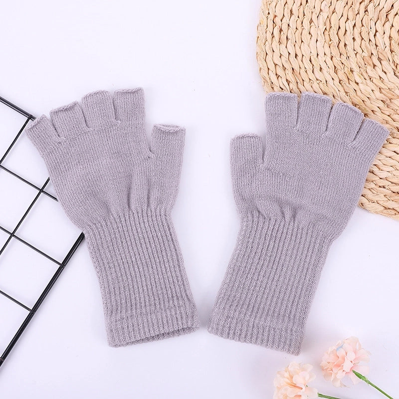 Winter Warm Half Finger Gloves Students Learn Open Finger Gloves Hot Long Half Gloves Factory Direct Sales