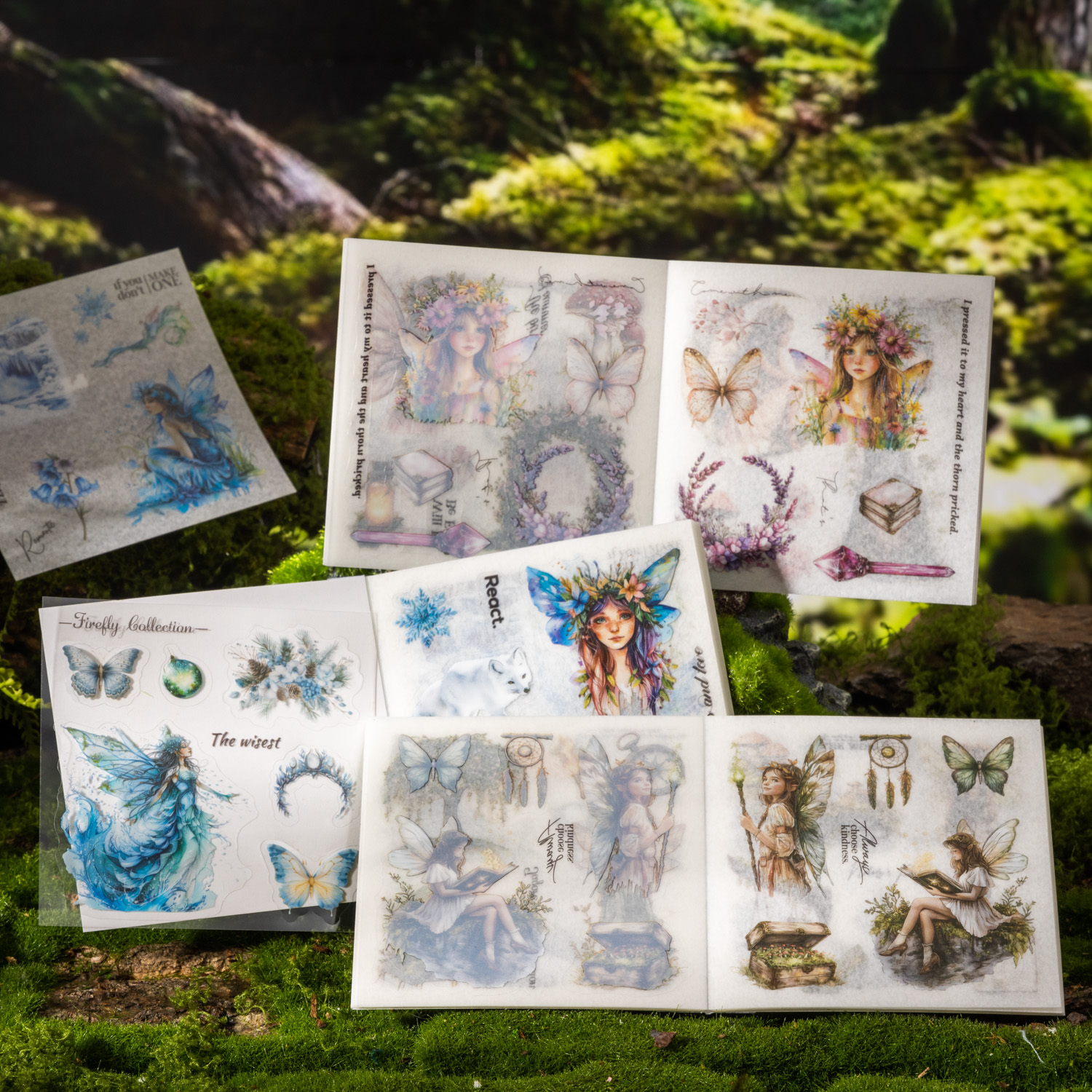 스티커북 - 숲 속 산책 시리즈 빈티지 꽃 엘프 캐릭터