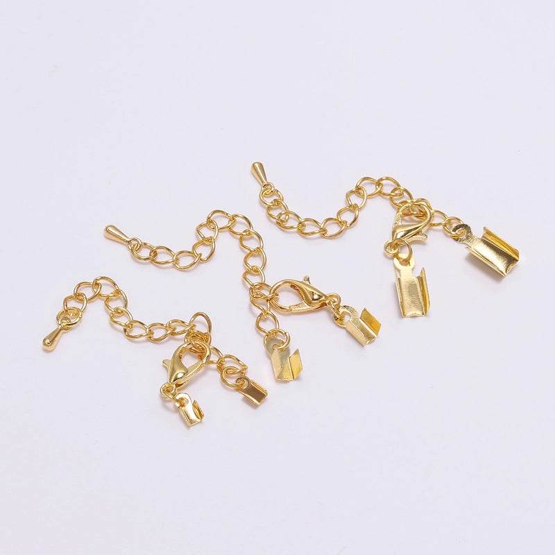 Metal Extension Tail Chain With Water Drop Lobster Clasp DIY Jewelry Accessories Leather Rope Square Clip Adjustment Chain