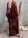 Gauze See-Through Long Sleeves Maxi Dress