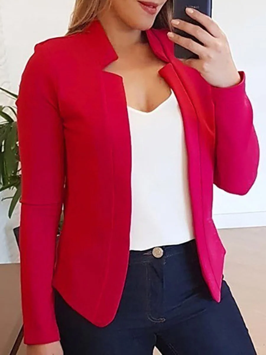 Plain Long Sleeve Cardigan Casual Blazer