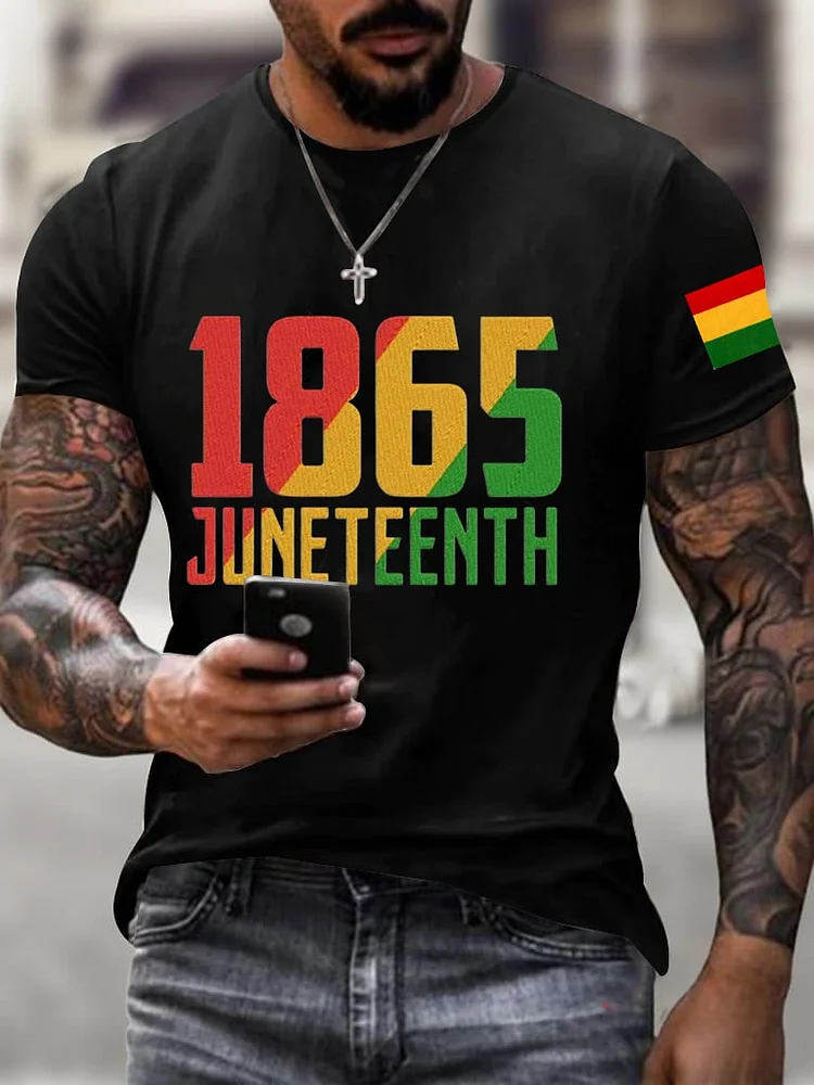 Men's Black Juneteenth Print T-Shirt 