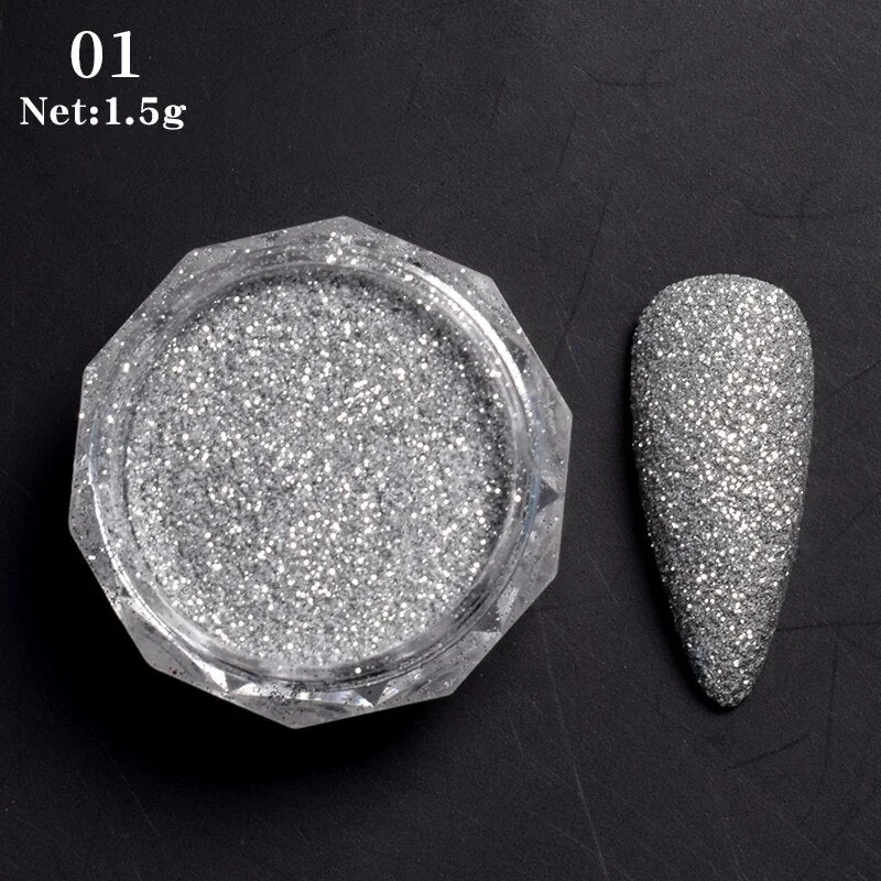 1 Box Solid Mirror Nail Glitters Powder  Dust for Metal Nail Art Nail Powder Chrome Pigment DIY Nail Art Decorations-Nail Inspo
