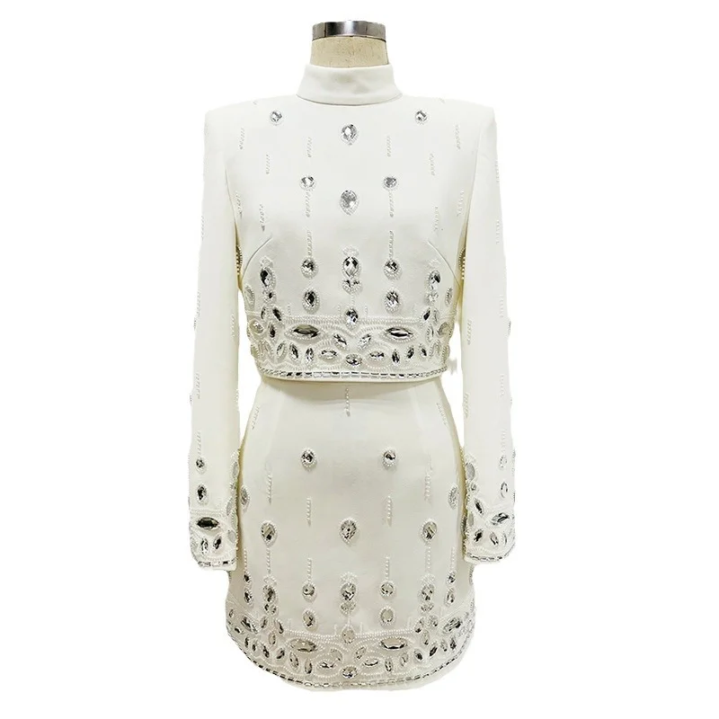 Nigikala Nigikala Star Fashion New Heavy Industry Nails And Studded Short Blouse Half-Skirt Set Two Sets