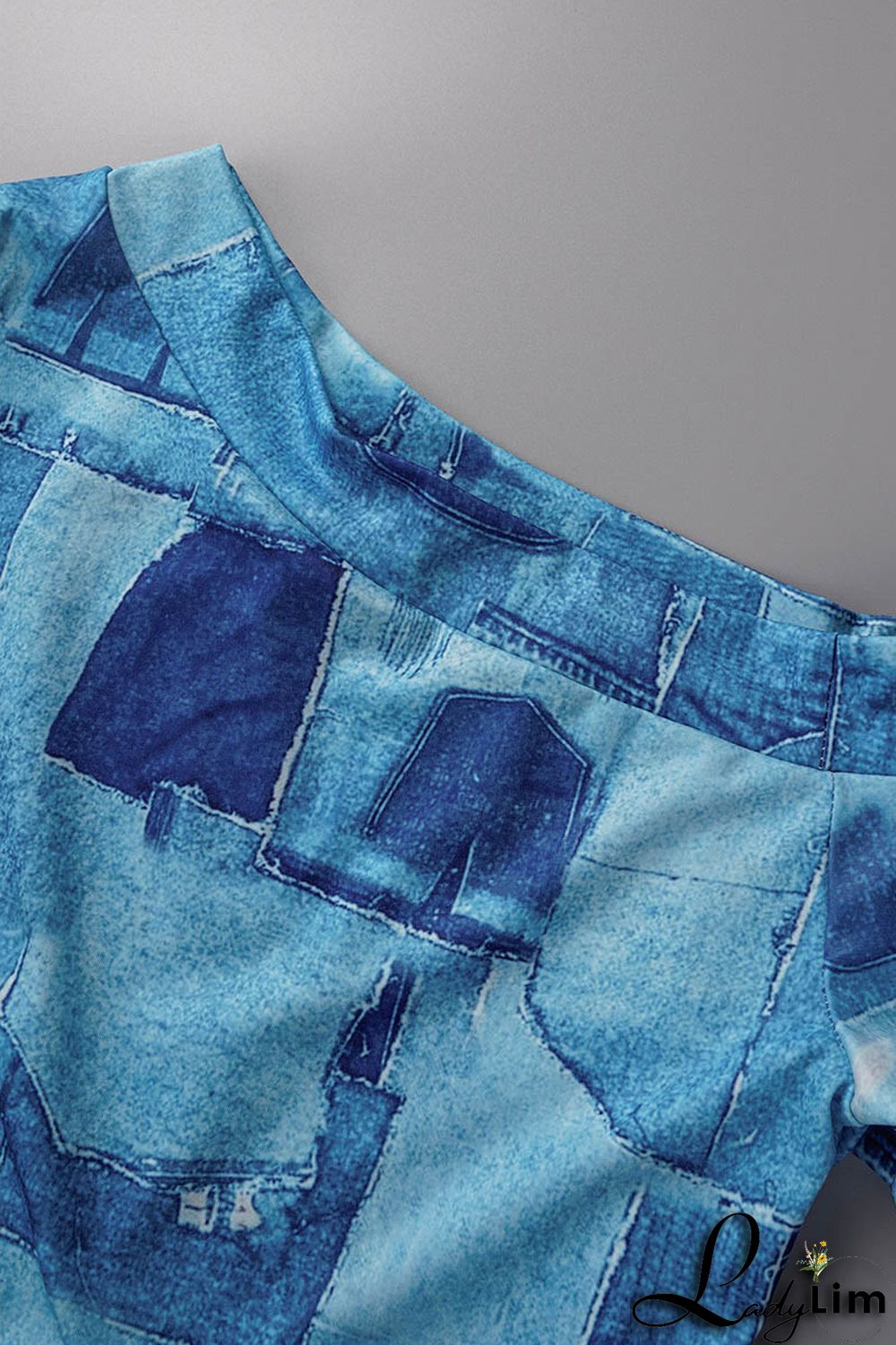 Black Casual Print Slit Oblique Collar Short Sleeve Two Pieces