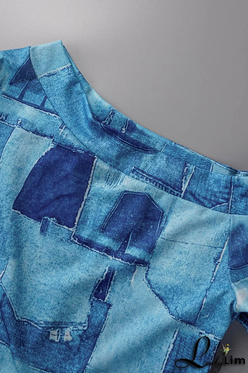 Black Casual Print Slit Oblique Collar Short Sleeve Two Pieces