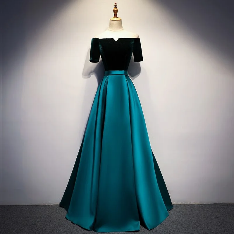 Elegant Velvet  A-Line Long Prom Dress BE674