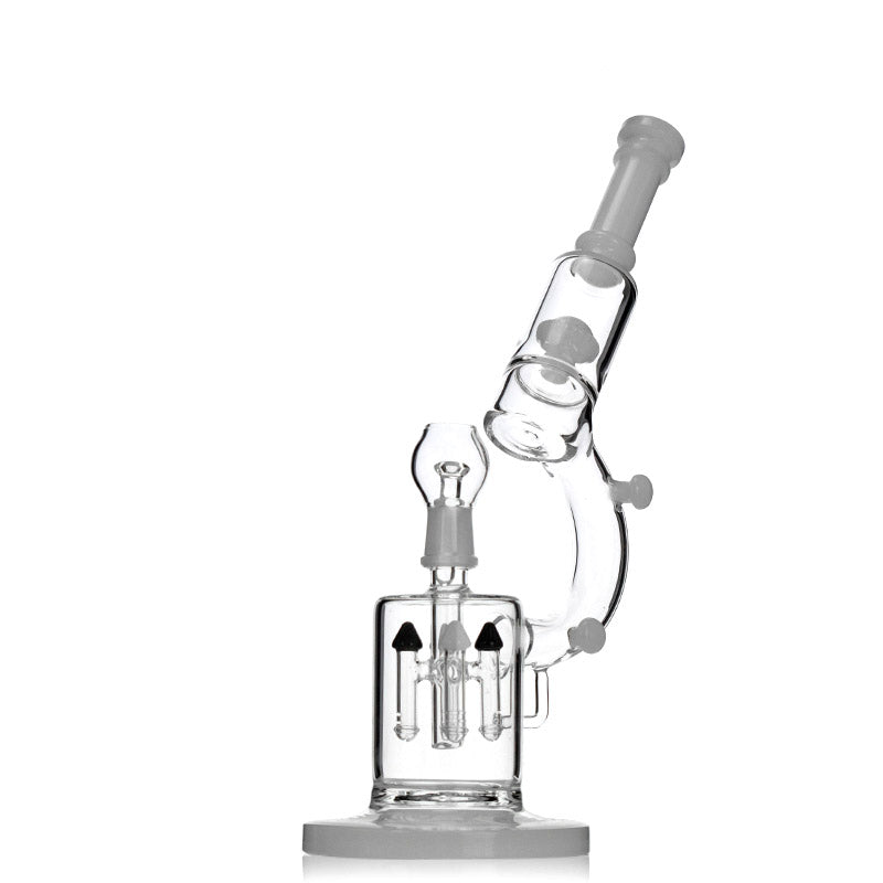 Microscope Themed Rig with Slitted Rocket Perc Glass Water Bong