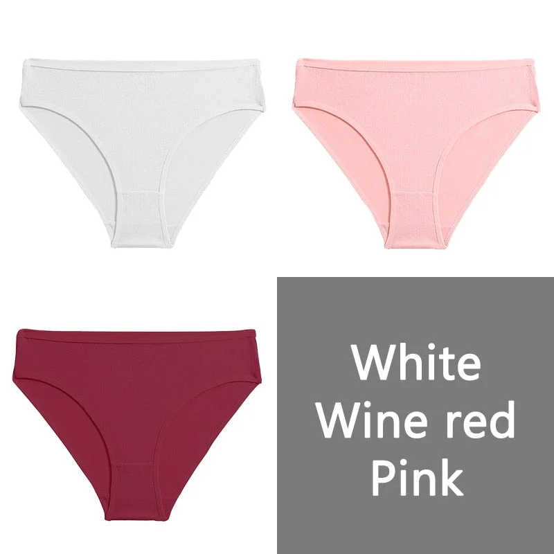 FINETOO S-XL Cotton Panties Women Low-rise Briefs Underpants Ladies Comfortable Underwear Fashion Jacquard Panty Lingerie 3Pcs