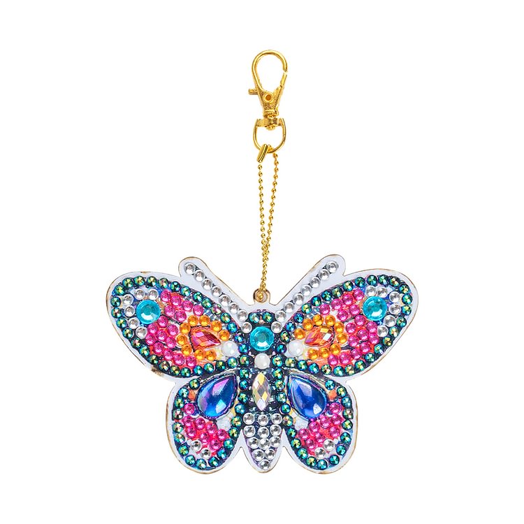 DIY lumineux5d peinture diamant porte-clés-papillon