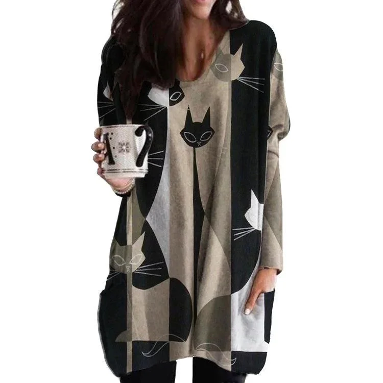 Cat Long Sleeve Halloween Dress