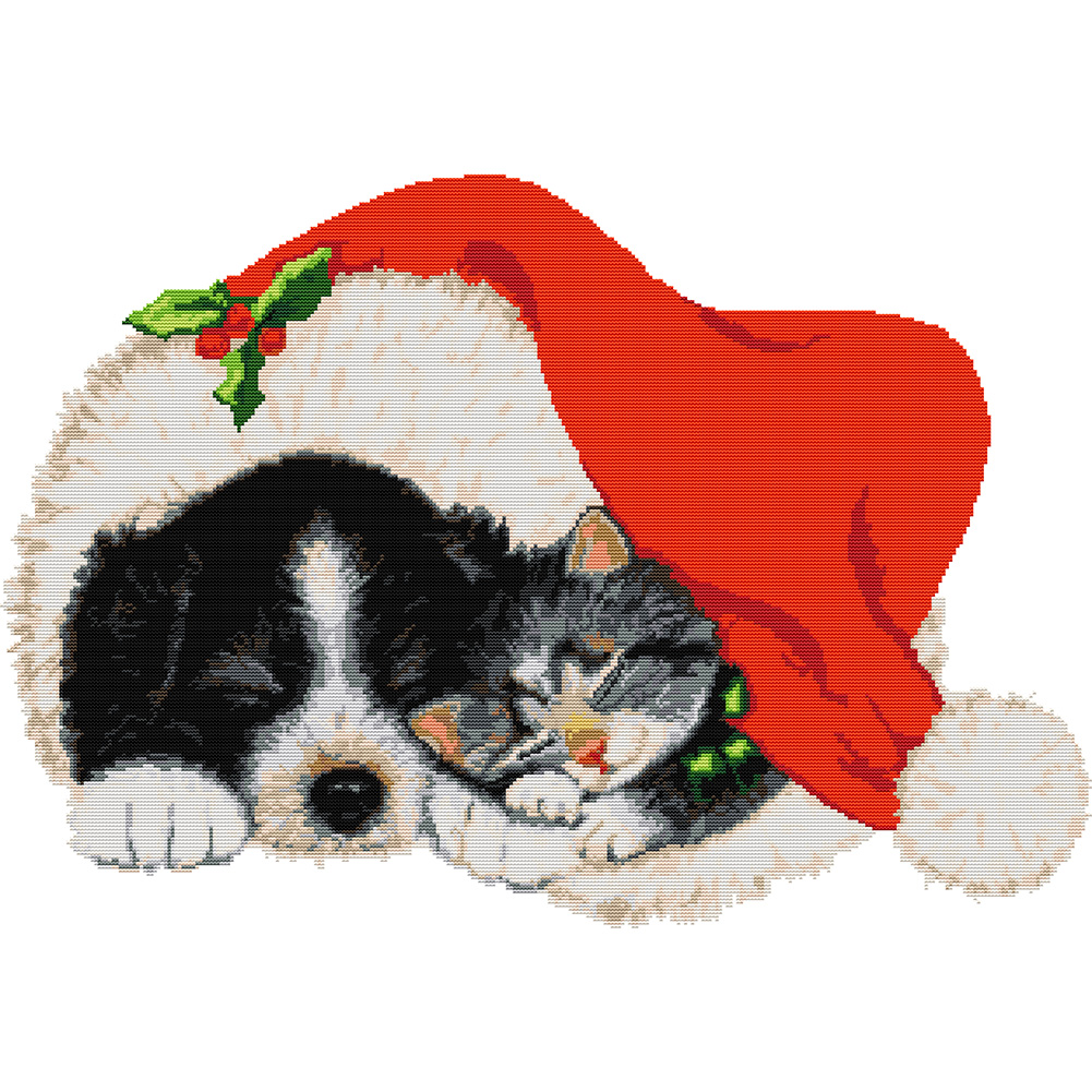 

65*48CM - 14CT Stamped Cross Stitch - Christmas Dog, 501 Original