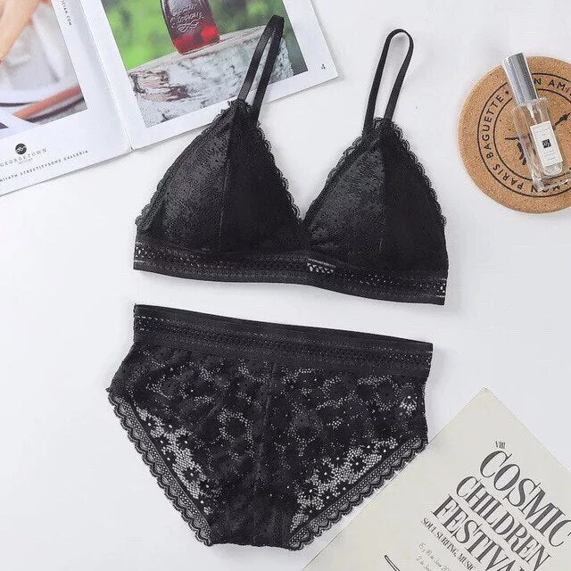 Women's Lace Bra Beauty Without Underwire Wrap Back Comfortable Chest Daisy Bra Stretch Triangle Coaster Underwear