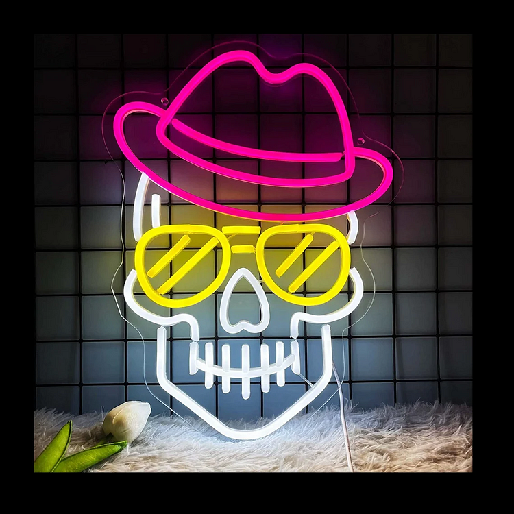 Skull Neon Sign Wall Decor Custom Neon Sign Led Neon Sign Neon Bar Sign Skull Head Neon Lights LED Sign Personalized Gifts