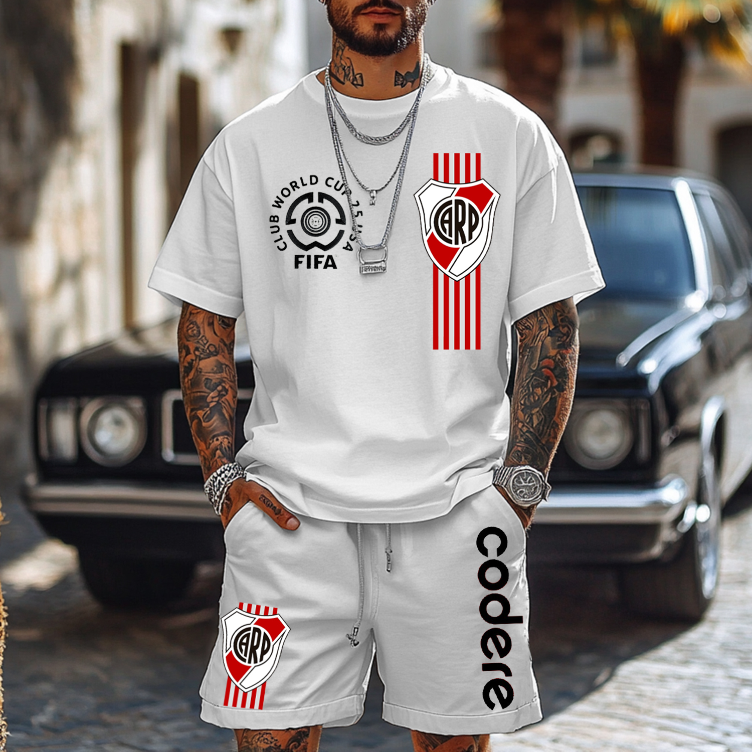 Men's Street Football Print Oversized Suit / TECHWEAR CLUB / Techwear