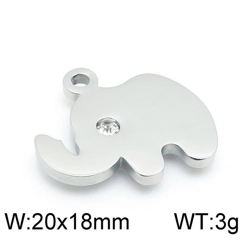 10 Pieces Stainless Steel Zircon 18K Gold Plated Animal