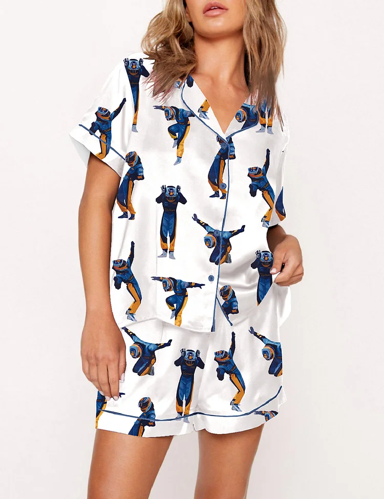 Women's Fernando Alonso Celebration Pose Formula 1 Fans Silky Satin Pajama Set