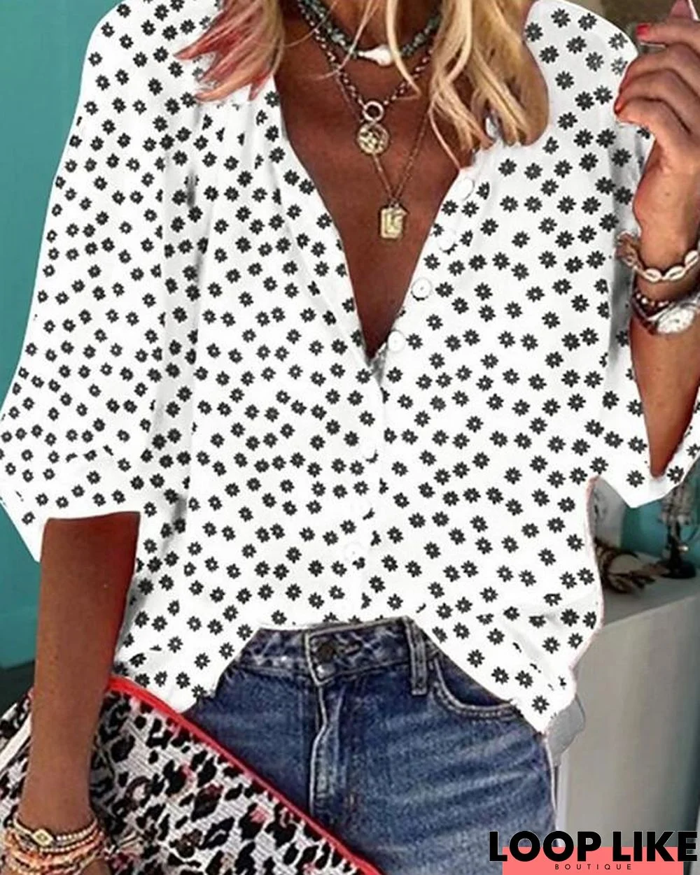 Women's Blouse Shirt Polka Dot Floral Flower Long Sleeve Round Neck V Neck Tops Casual Basic Top White Black Yellow-818