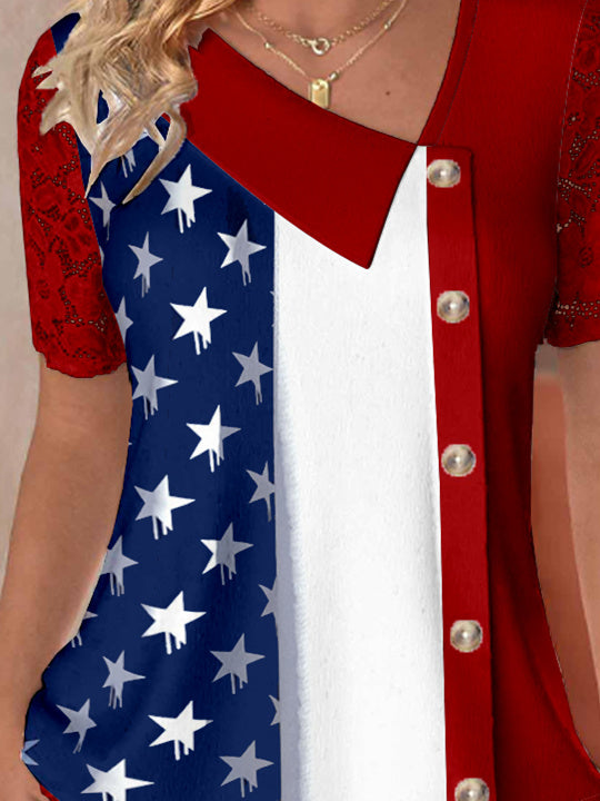 Women Half Sleeve V-neck Solid Color Dress