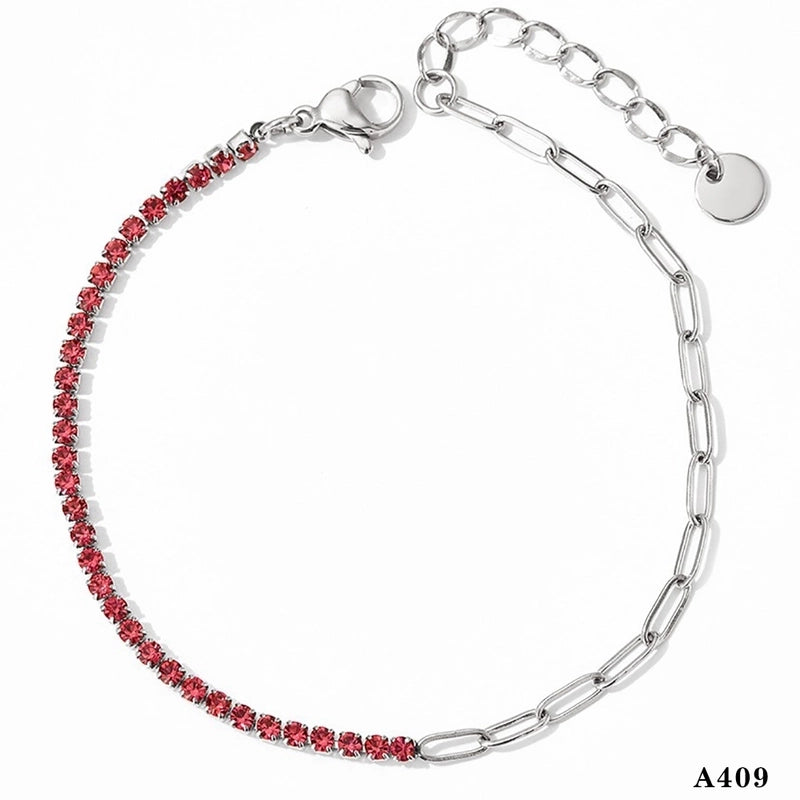 Modern Style Artistic Geometric 304 Stainless Steel Zircon 16K Gold Plated White Gold Plated Gold Plated Inlay Bracelets Anklet