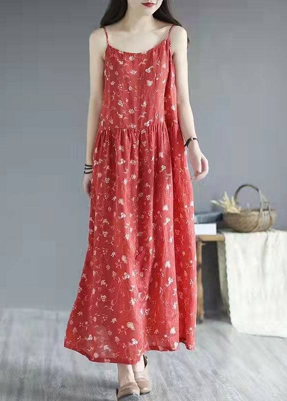 VCSHOES red print cotton clothes Spaghetti Strap Dresses summer Dresses