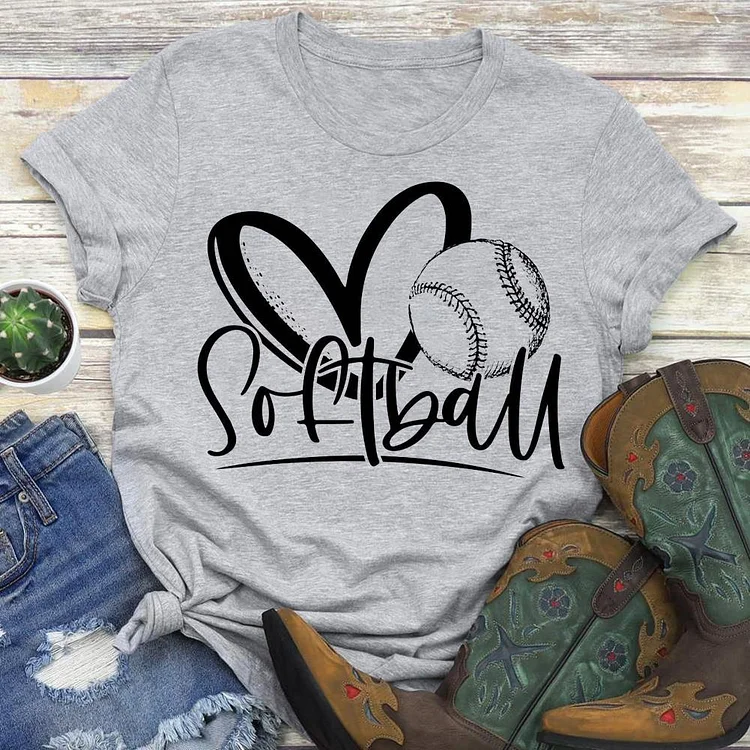 AL™ Softball heart T-shirt Tee - 01220-Annaletters