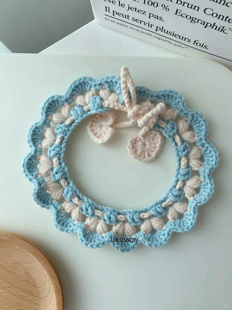 Lulusnow Handmade Cute Crochet Pet Collars/ Pet Holiday Outfit/ Festive Pet Accessories/ Gift For Pet