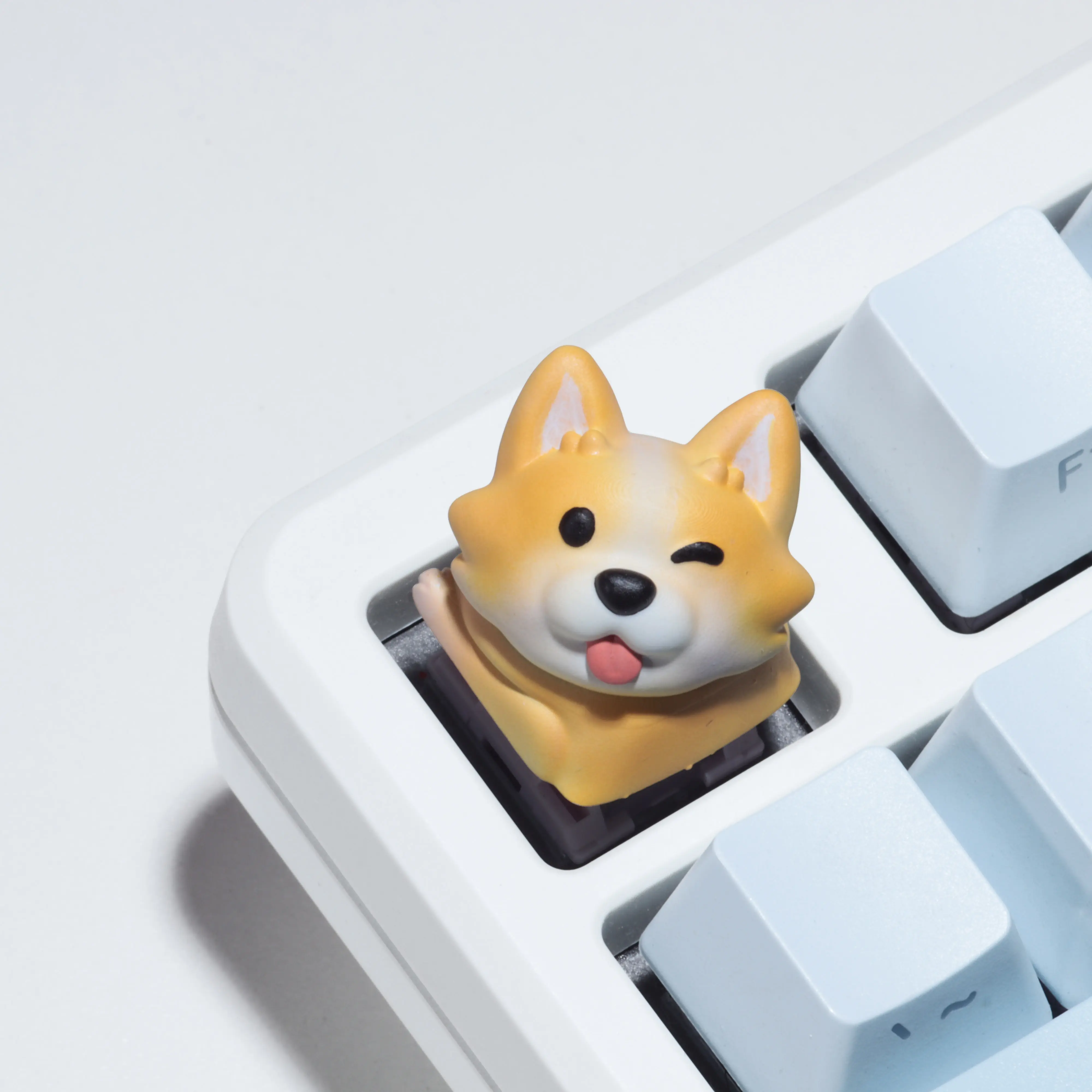 Playful Corgi Artisan Keycap Set – Face & Butt Duo Axonkit