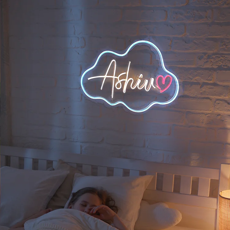Blanketcute-Personalized 100% Handmade Heart LED Neon Sign with Your Kid's Name