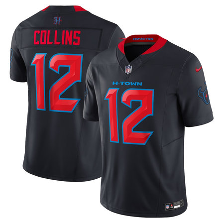 Men's Houston Texans #12 Nico Collins Nike Navy Alternate 2 Vapor F.U.S.E. Limited Jersey