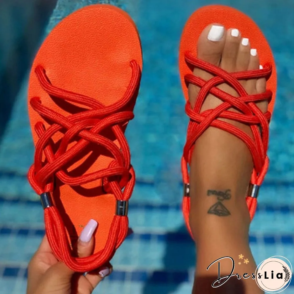 Fashion Rope Summer Shoes Boho Beach Sandals Women Flats Sandals Slides Flat Sandals