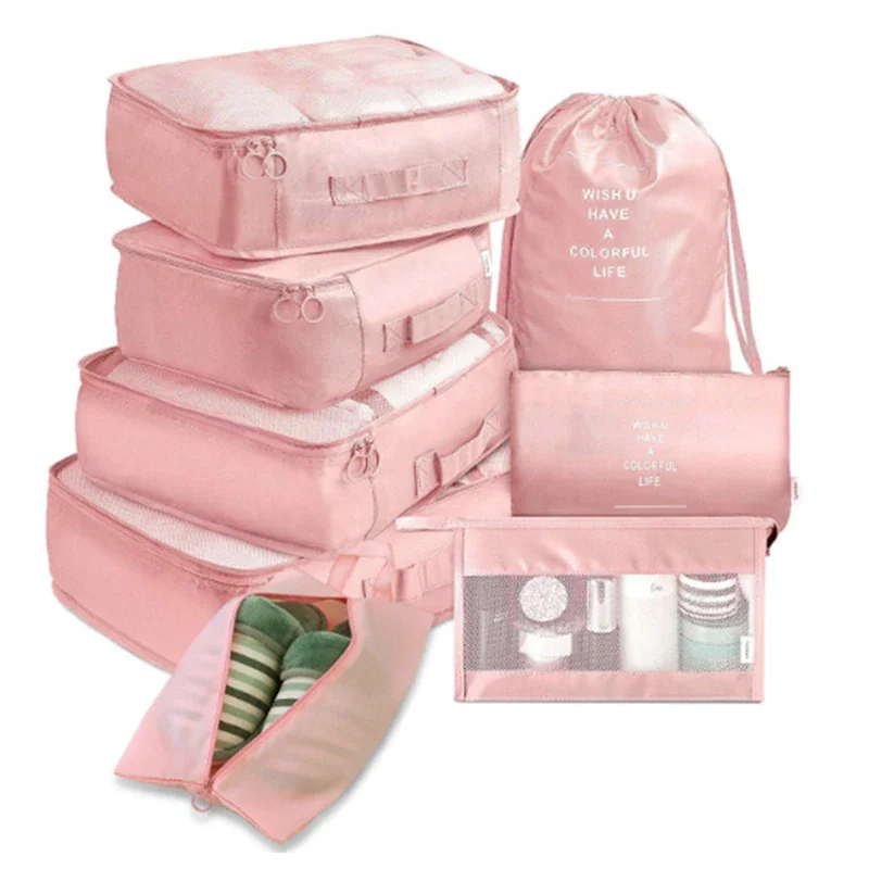 Mongw 6/8 Pcs Set Travel Organizer Storage Bags Suitcase Packing Set Storage Cases Portable Luggage Organizer Clothes Shoe Tidy Pouch