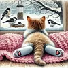 Winter Cat - 11CT Stamped Cross Stitch - 40*40cm