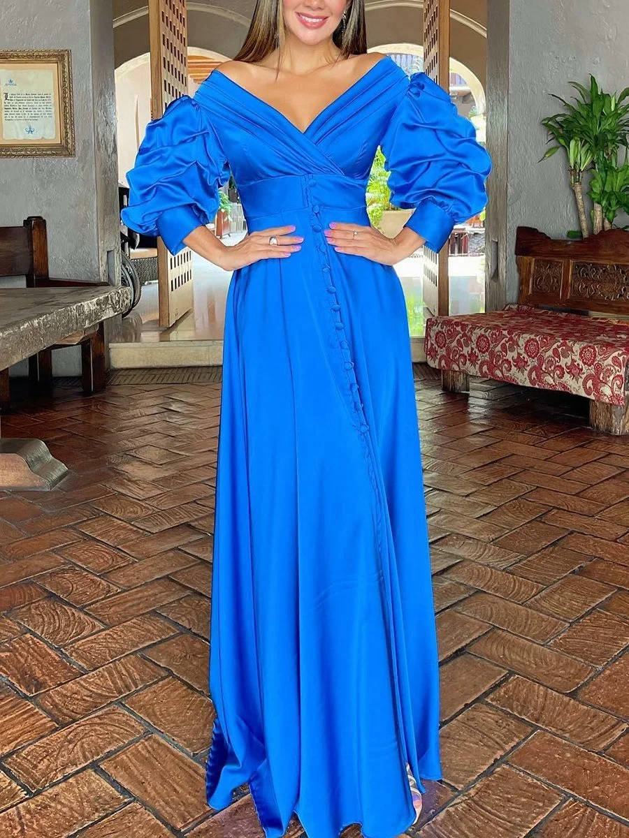 V neck high waist maxi dress