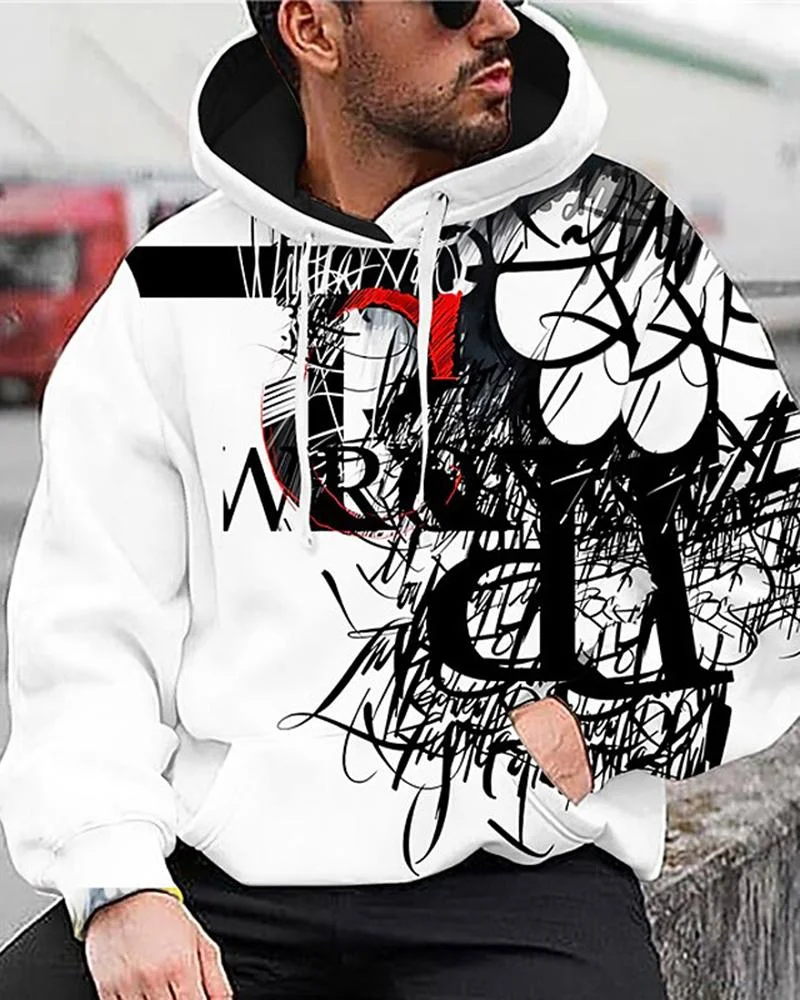Men's Letter Printing Sports Hoodies