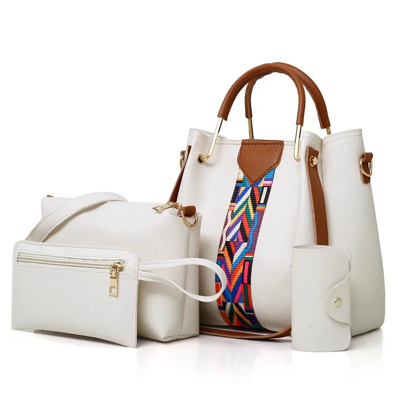 4-piece Set Women Handbag Purses And Handbags Casual Shoulder Crossbody Bags for Women 2021 New PU Leather Handbags Tote Bag