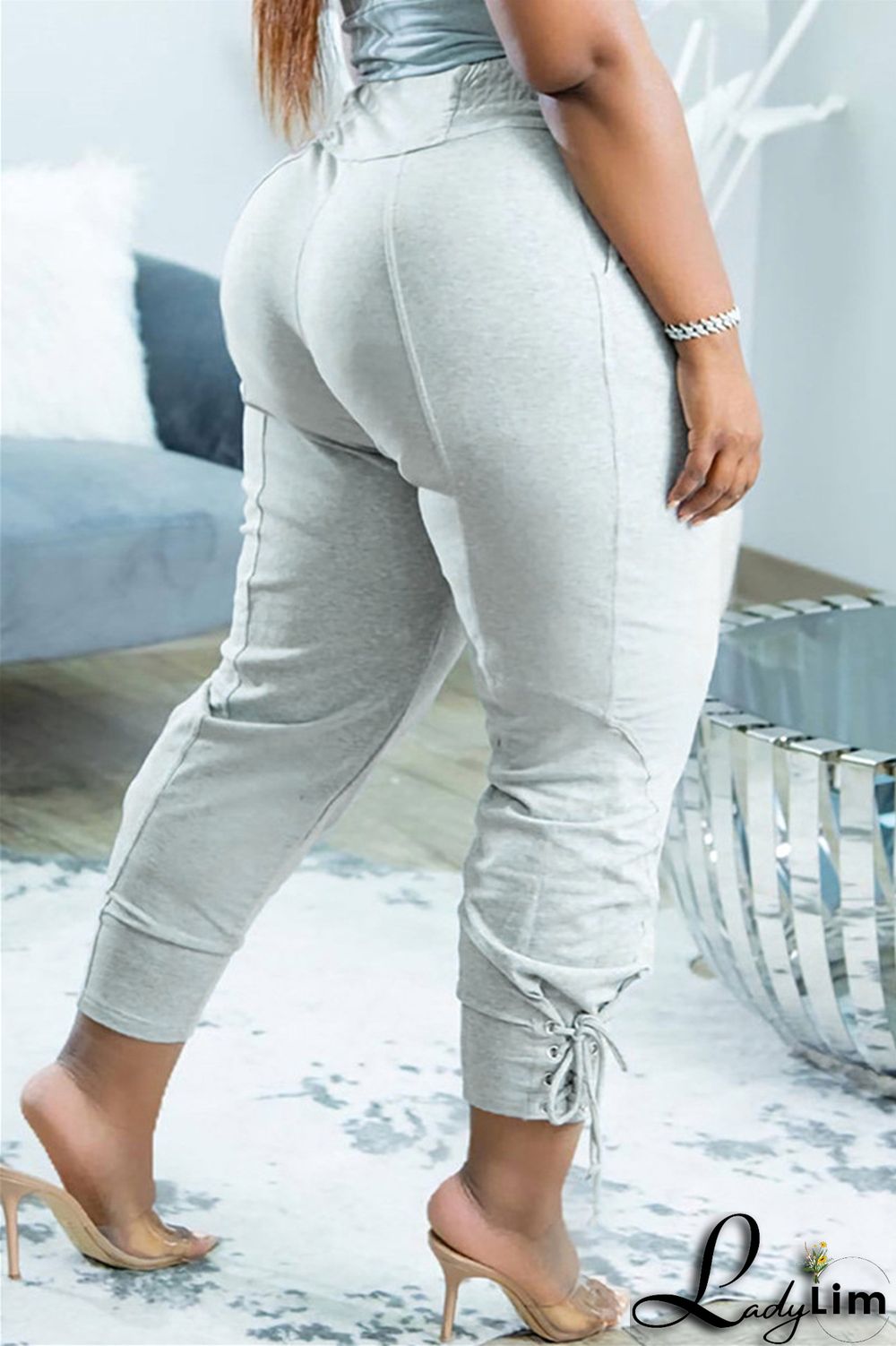 Black Fashion Casual Solid Basic Regular High Waist Trousers