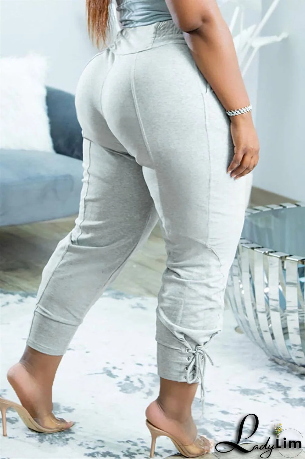 Black Fashion Casual Solid Basic Regular High Waist Trousers