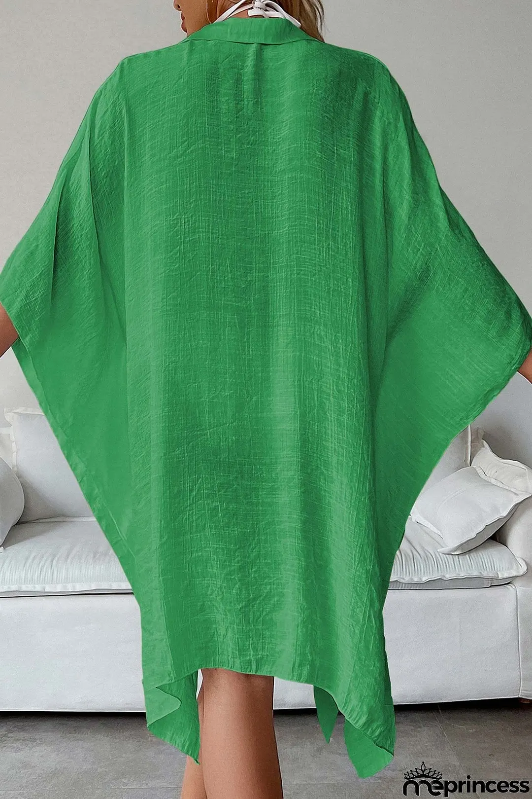 Solid Color Button Down Cover-up Shirt Dress