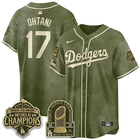 Men's Los Angeles Dodgers #17 Shohei Ohtani Olive New Era 2026 Armed Forces Day Jersey OO8T